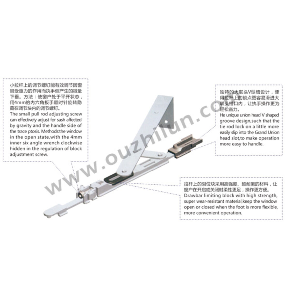 Window handle with adjustable pull rod