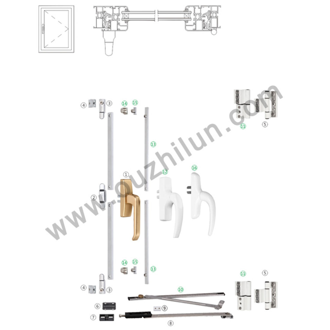 Tilt and turn hardware system layout drawing
